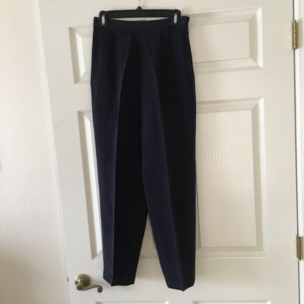 Chaus Navy Silk Tapered Pants